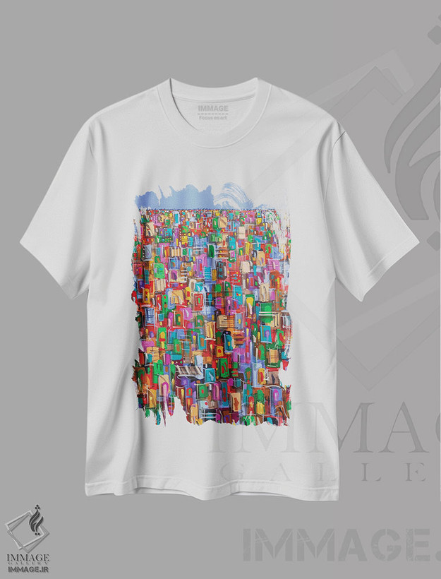 تیشرت طرح دار بالاترین نقطه شهر، دکور معاصر اثر آدام بوگوش | فروشگاه ایماژ