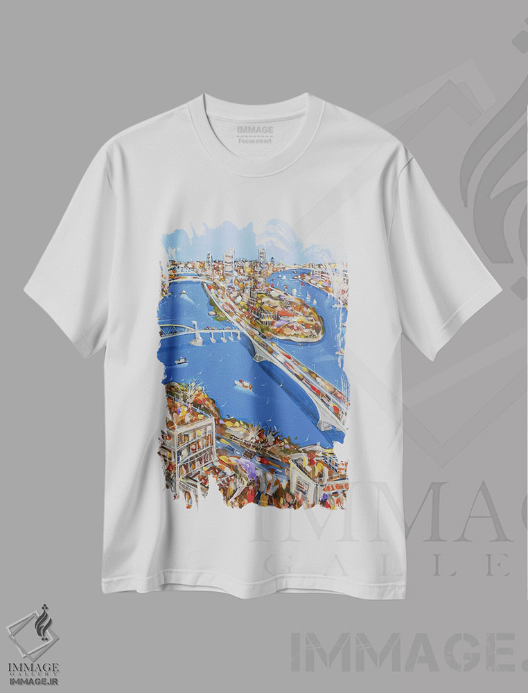 تیشرت طرح دار آبی بریزبن، دکور معاصر اثر آدام بوگوش | فروشگاه ایماژ