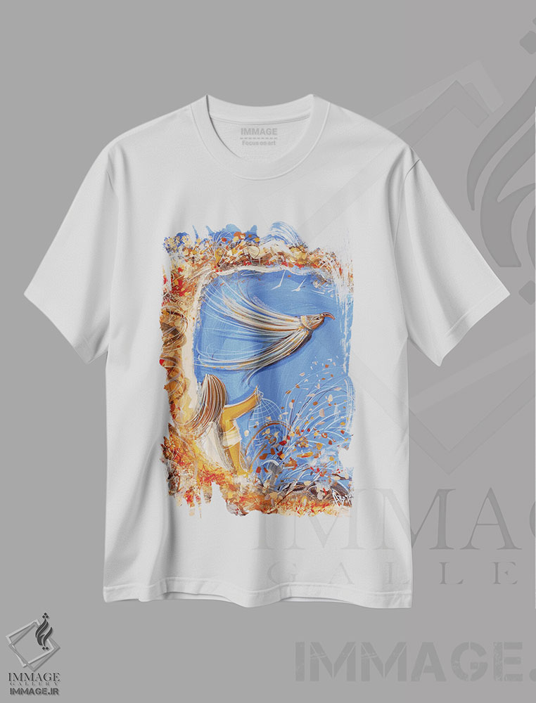 تیشرت طرح دار پرندهٔ آزاد، دکور معاصر اثر آدام بوگوش | فروشگاه ایماژ