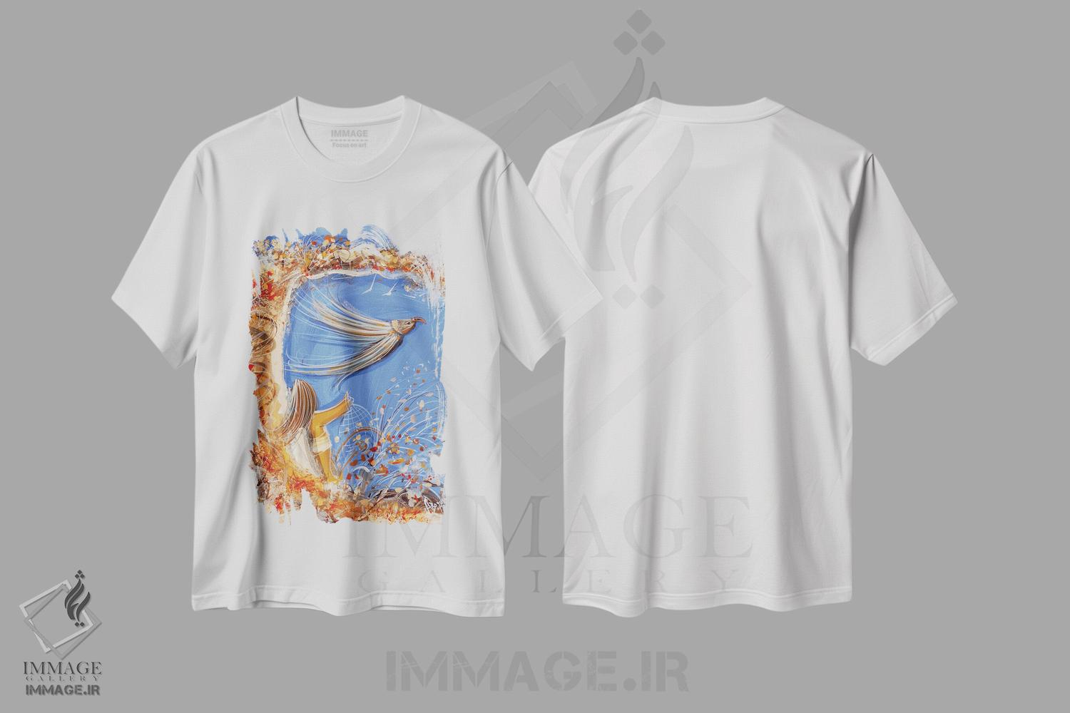تیشرت طرح دار پرندهٔ آزاد، دکور معاصر اثر آدام بوگوش | فروشگاه ایماژ