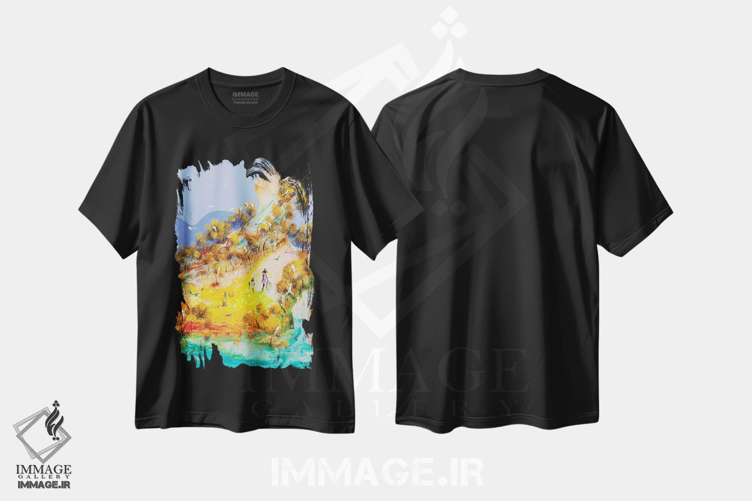 تیشرت طرح دار خانه بودن خوب است، آبستره اثر آدام بوگوش | فروشگاه ایماژ