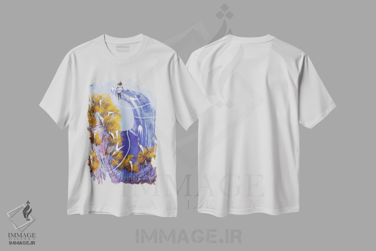 تیشرت طرح دار هرگز رها نکن، آبستره اثر آدام بوگوش | فروشگاه ایماژ