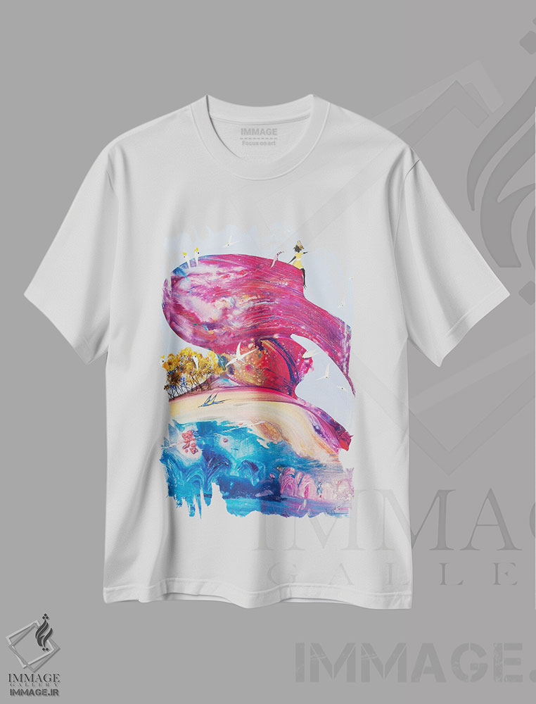تیشرت طرح دار هیچ چیز حالا جلودارت نیست، آبستره اثر آدام بوگوش | immage.ir