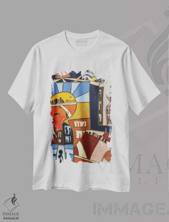 تیشرت طرح دار طلوع ماه واقعی اثر آدام بوگوش | فروشگاه ایماژ