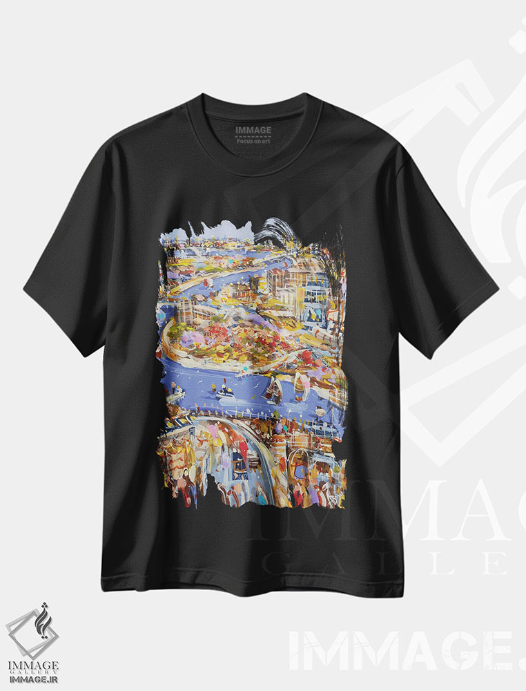 تیشرت طرح دار رودخانهٔ یکشنبه، دکور معاصر اثر آدام بوگوش | فروشگاه ایماژ
