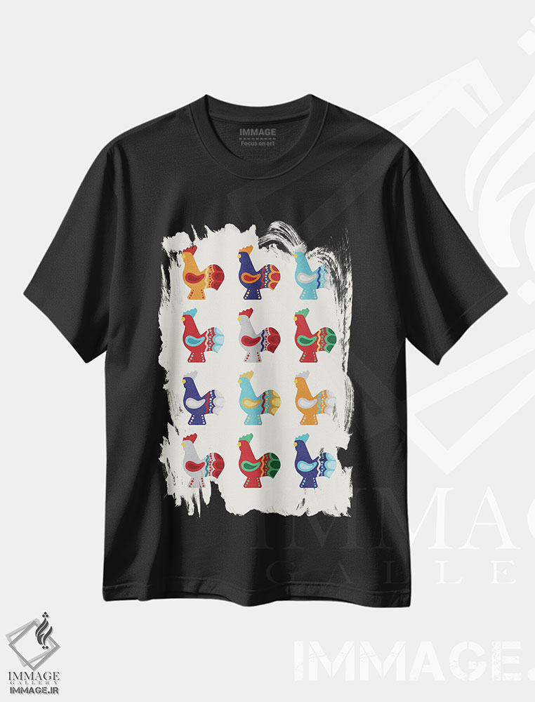 تیشرت طرح دار خروس های دالا، تزئینی اثر بث بوردلون | فروشگاه ایماژ