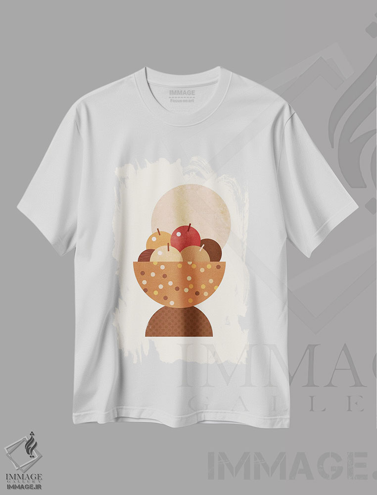 تیشرت طرح دار کاسهٔ میوه بوهو، تزئینی اثر بث بوردلون | فروشگاه ایماژ