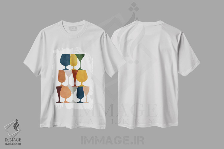 تیشرت طرح دار لیوان نوشیدنی رنگارنگ، تزئینی اثر بث بوردلون | immage.ir