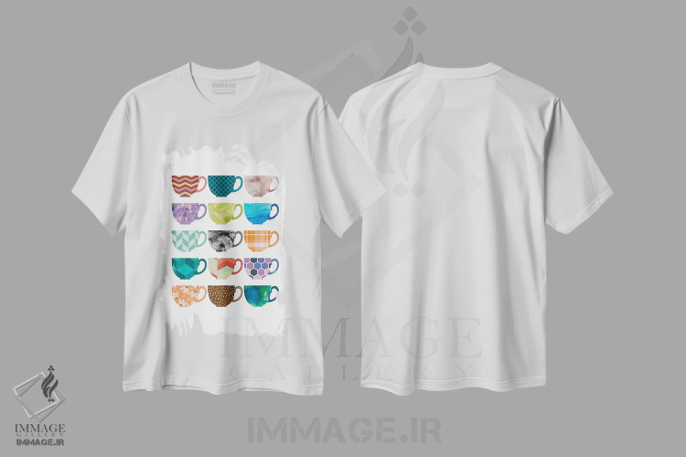 تیشرت طرح دار مجموعه ای از فنجان ها، تزئینی اثر بث بوردلون | immage.ir