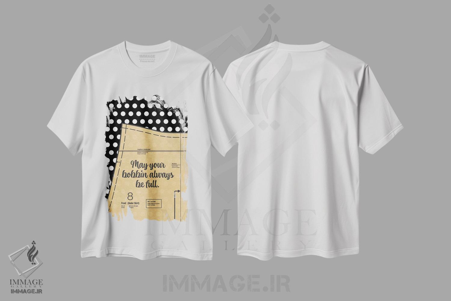 تیشرت طرح دار الگوی دوخت دامن، تزئینی اثر بث بوردلون | فروشگاه ایماژ