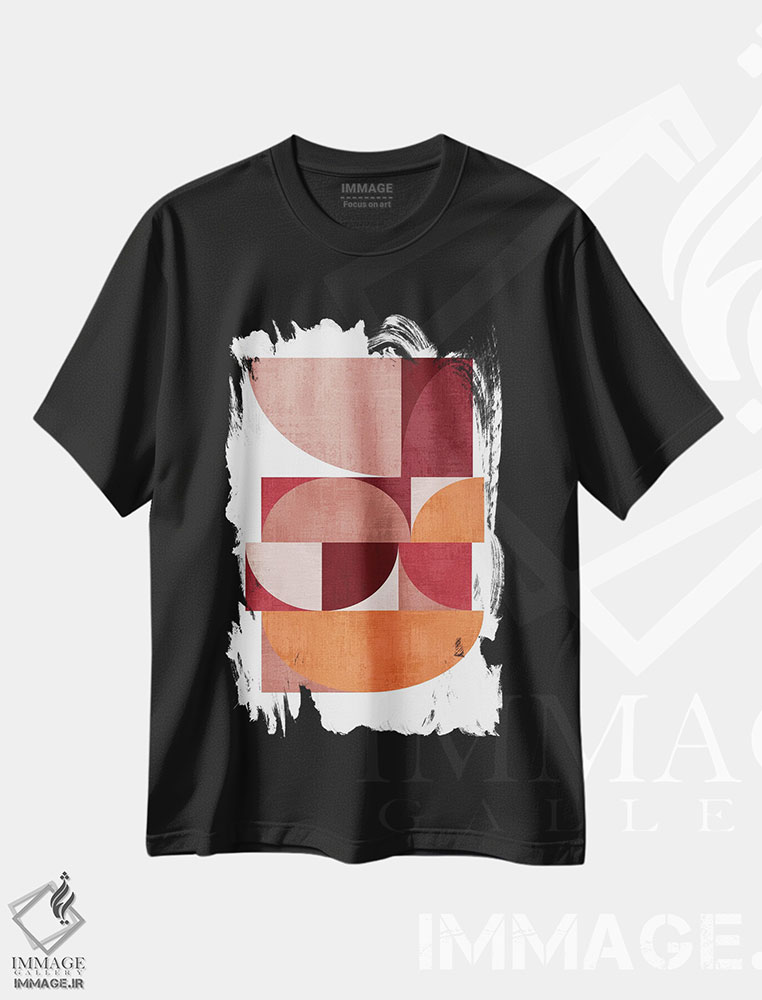 تیشرت طرح دار دایره های نارنجی اثر بث بوردلون | فروشگاه ایماژ