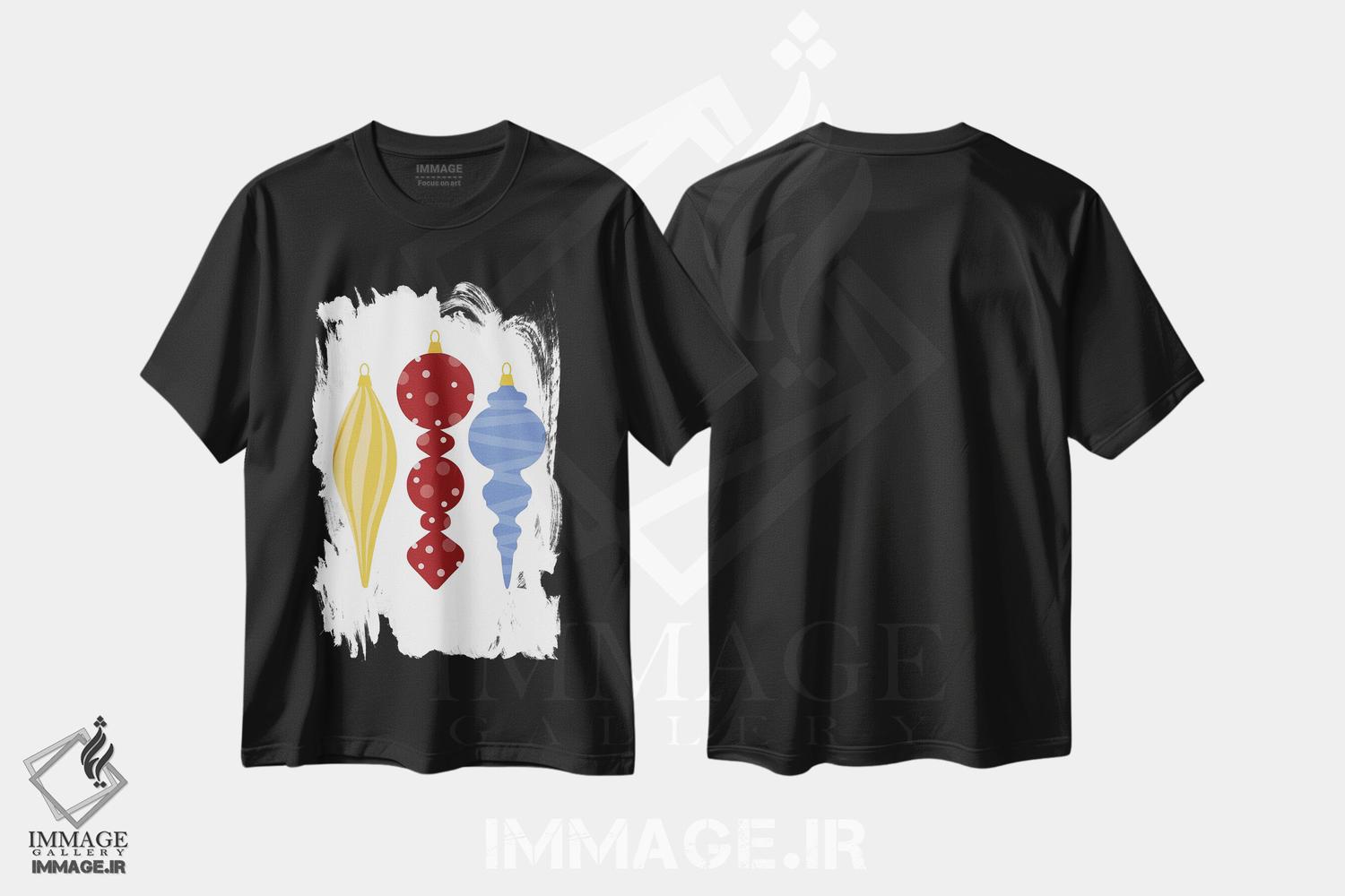 تیشرت طرح دار آویزهای کریسمس بلند، تزئینی اثر بث بوردلون | فروشگاه ایماژ