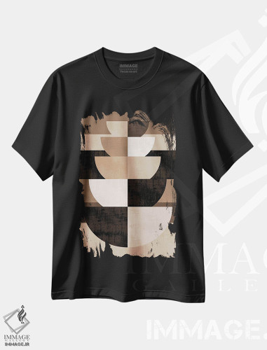 تیشرت طرح دار کاسه های تو در تو مدرن، هنر تزئینی سیاه و سفید اثر بث بوردلون | فروشگاه ایماژ