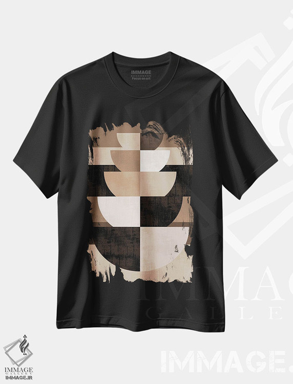 تیشرت طرح دار کاسه های تو در تو مدرن، هنر تزئینی سیاه و سفید اثر بث بوردلون | فروشگاه ایماژ