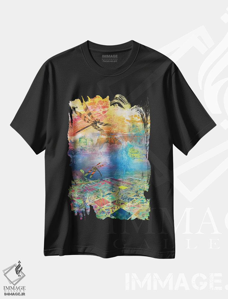 تیشرت طرح دار سنجاقک ها، هنر فاخر معاصر اثر ابوال بهادری | فروشگاه ایماژ
