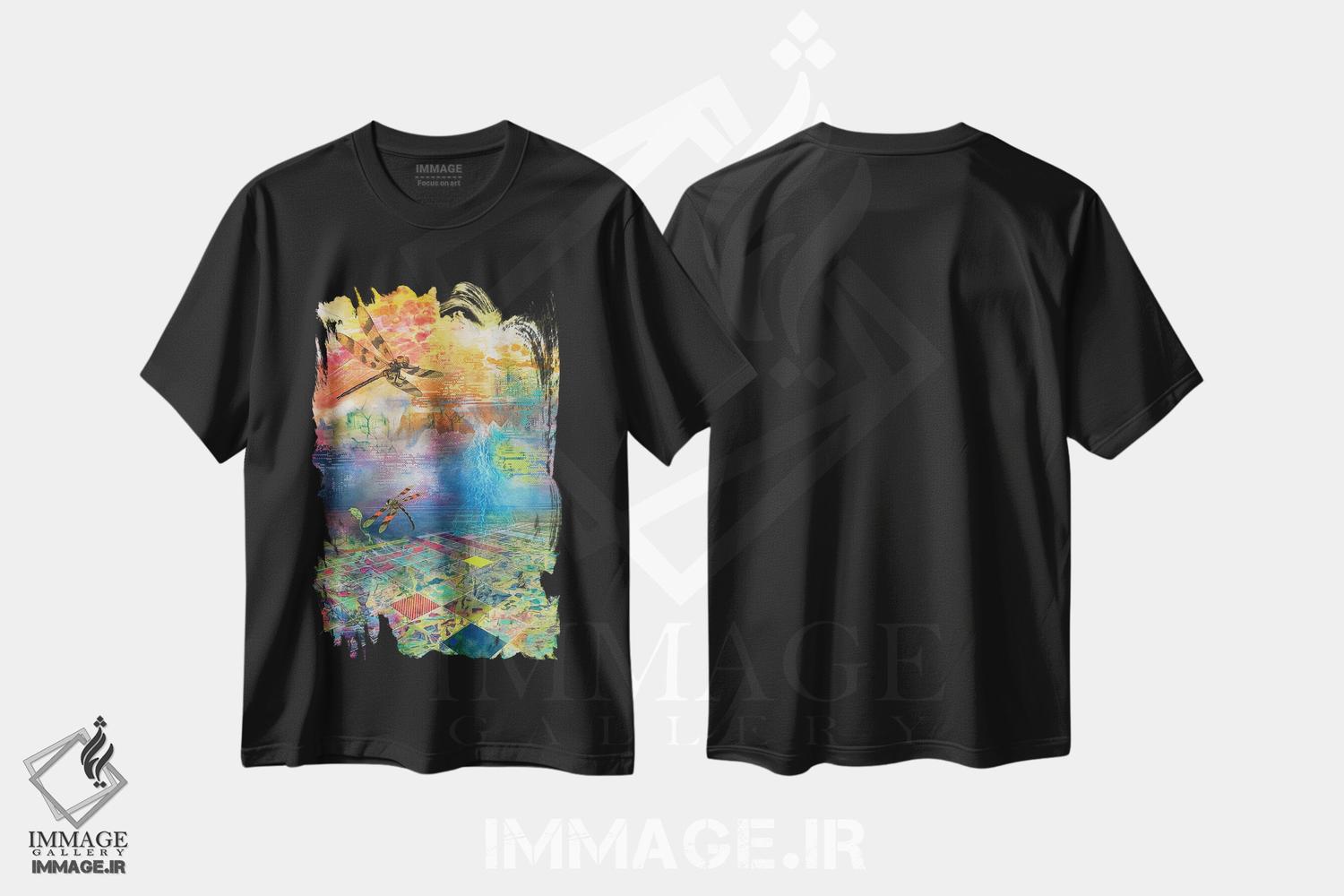 تیشرت طرح دار سنجاقک ها، هنر فاخر معاصر اثر ابوال بهادری | فروشگاه ایماژ