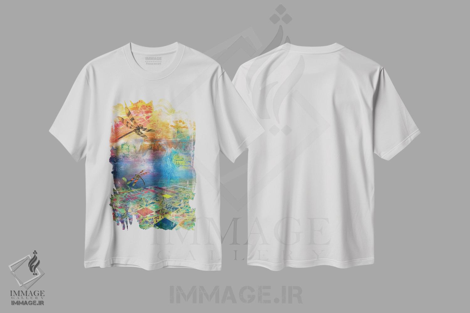 تیشرت طرح دار سنجاقک ها، هنر فاخر معاصر اثر ابوال بهادری | immage.ir