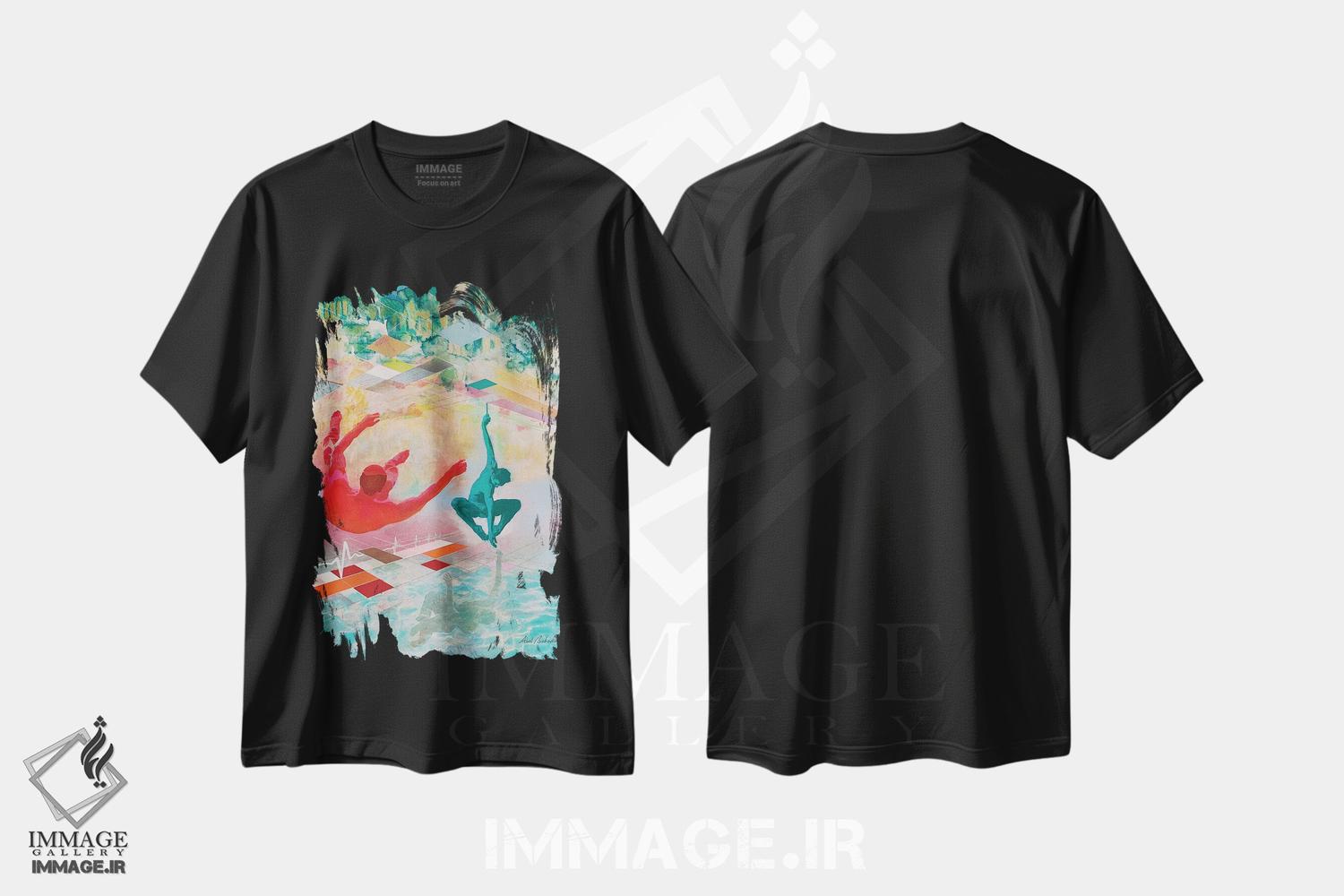 تیشرت طرح دار سقوط ها، هنر فاخر معاصر اثر ابوال بهادری | فروشگاه ایماژ