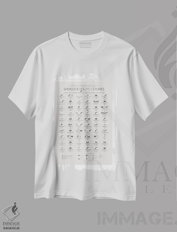 تیشرت طرح دار جرایم و مجرمان در داستان های شرلوک هولمز، هنر دیجیتال اثر بیبلیوتوگرافی | فروشگاه ایماژ