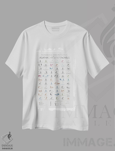 تیشرت طرح دار قاتلان آگاتا کریستی و روش هایشان، هنر دیجیتال اثر بیبلیوتوگرافی | فروشگاه ایماژ