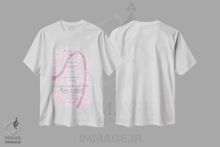 تیشرت طرح دار اینفوگرافیک رومئو و ژولیت در ورونا، هنر دیجیتال اثر بیبلیوتوگرافی | فروشگاه ایماژ
