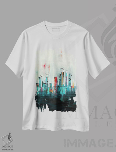 تیشرت طرح دار افق آپ تاون میانه قرن XXI، دکور معاصر اثر آنجلا بیسون | فروشگاه ایماژ
