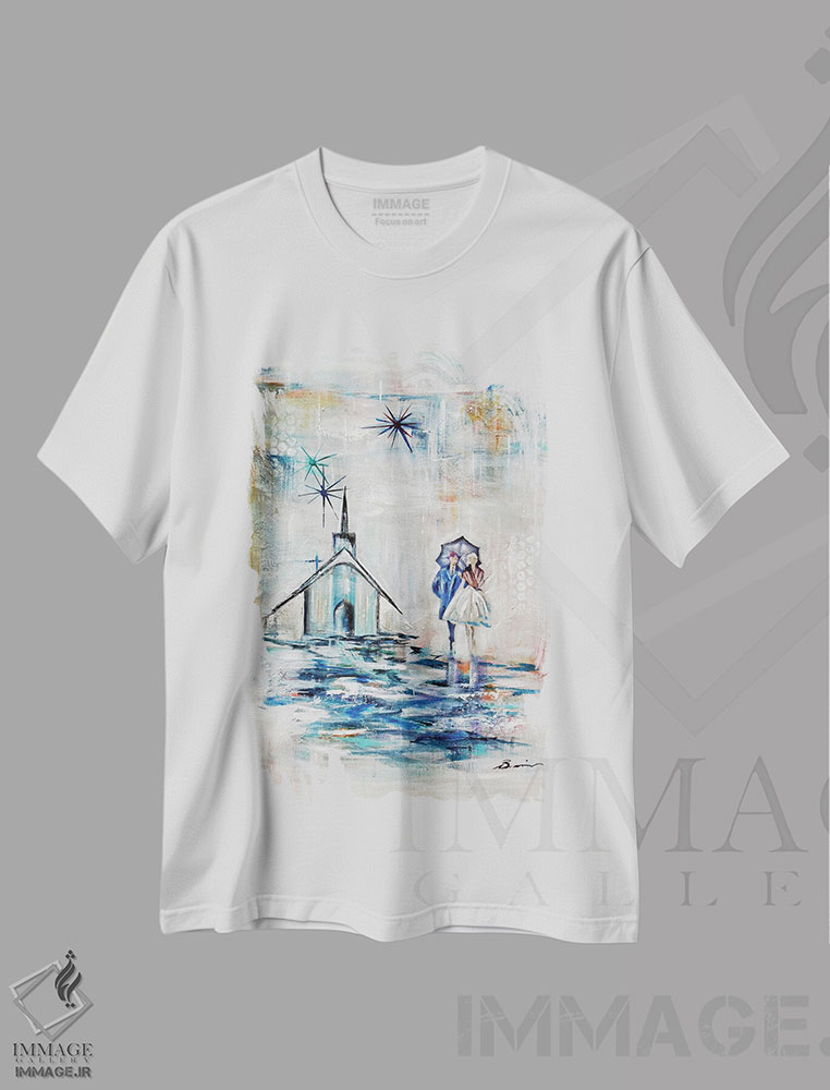 تیشرت طرح دار کلیسای عشق انتزاعی میانه قرن، دکور معاصر اثر آنجلا بیسون | immage.ir