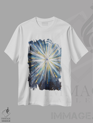 تیشرت طرح دار انفجار ستاره ای میانه قرن III اثر آنجلا بیسون | فروشگاه ایماژ