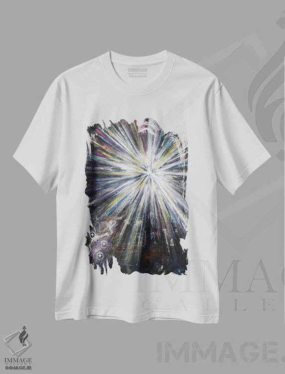 تیشرت طرح دار انفجار ستاره ای میانه قرن VII اثر آنجلا بیسون | فروشگاه ایماژ