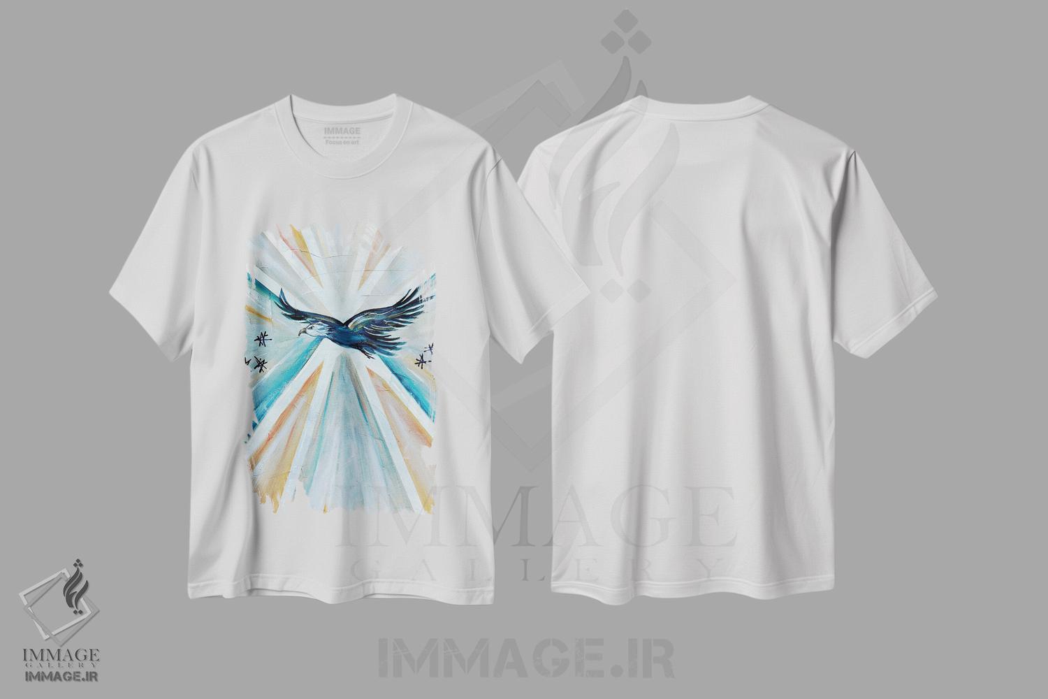 تیشرت طرح دار عقاب آزادی دکو هنری، دکور آمریکایی اثر آنجلا بیسون | فروشگاه ایماژ