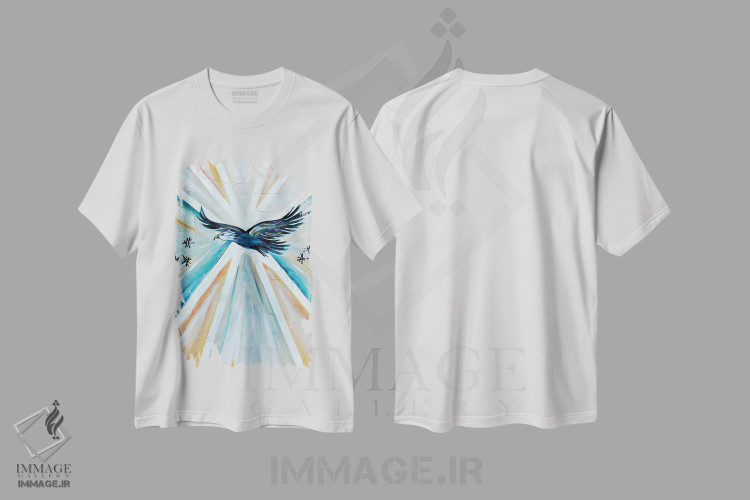 تیشرت طرح دار عقاب آزادی دکو هنری، دکور آمریکایی اثر آنجلا بیسون | فروشگاه ایماژ