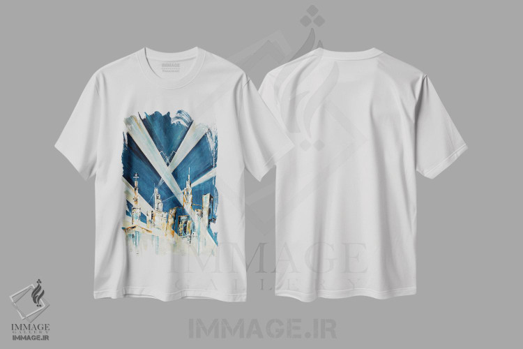 تیشرت طرح دار کلانشهر دکو هنری، آرت دکو اثر آنجلا بیسون | فروشگاه ایماژ