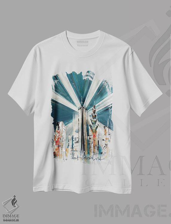 تیشرت طرح دار کلانشهر دکو هنری X، آرت دکو اثر آنجلا بیسون | immage.ir