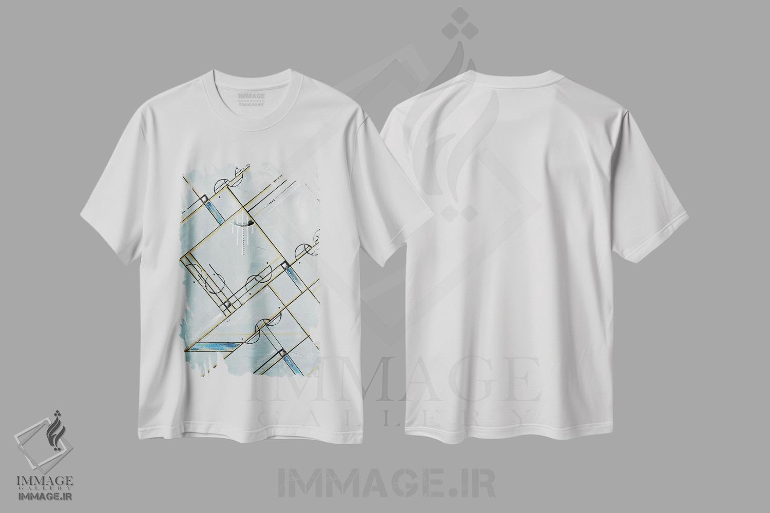تیشرت طرح دار ماه تاب هندسی دکو هنری II اثر آنجلا بیسون | فروشگاه ایماژ