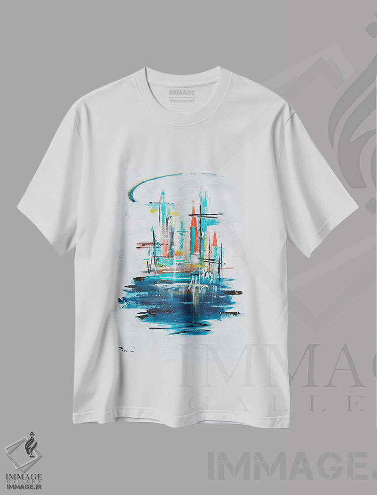 تیشرت طرح دار هنر انتزاعی مسیحی میانه قرن؛ آرامش در دره III، آبستره اثر آنجلا بیسون | immage.ir