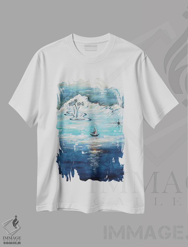 تیشرت طرح دار بهشت استوایی، دکور معاصر اثر آنجلا بیسون | فروشگاه ایماژ