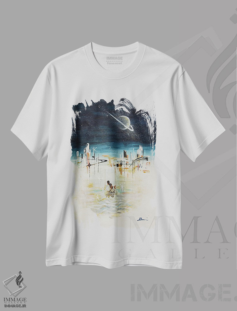 تیشرت طرح دار رویای میانه قرن III، دکور معاصر اثر آنجلا بیسون | فروشگاه ایماژ