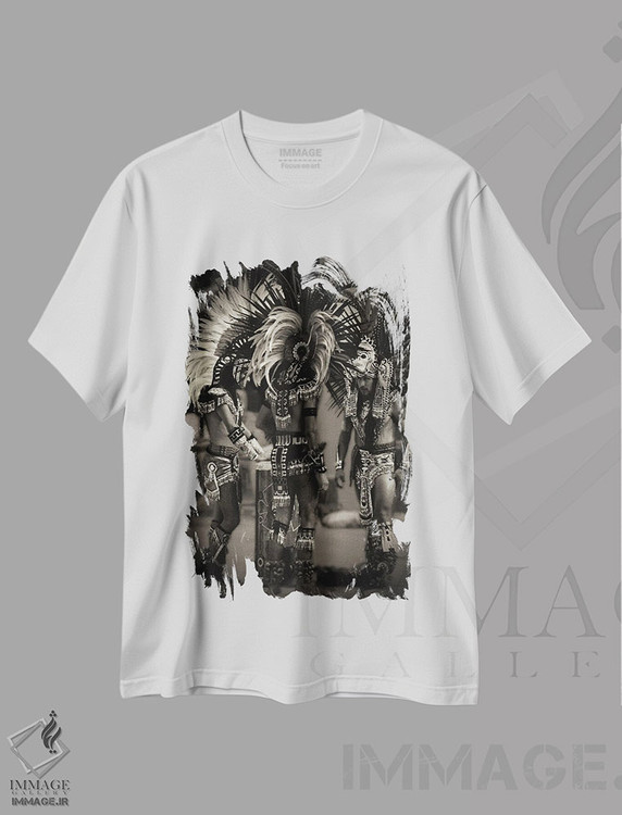 تیشرت طرح دار رقصندگان آتشی آزتک، عکاسی سیاه و سفید اثر بنجامین پاجت | immage.ir