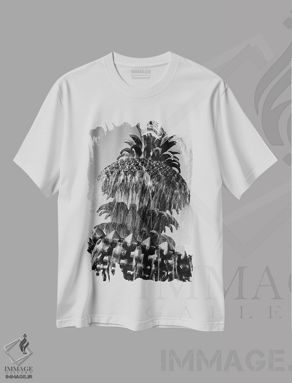 تیشرت طرح دار فوارهٔ آناناس، عکاسی سیاه و سفید اثر بنجامین پاجت | فروشگاه ایماژ