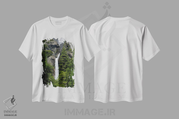 تیشرت طرح دار منظرهٔ آبشار پایین یوسیمیتی، مدیوم اثر بنجامین پاجت | فروشگاه ایماژ