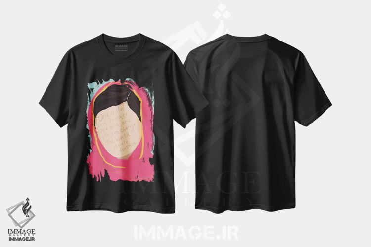 تیشرت طرح دار ملالا، دکور آسیایی اثر بک آکارد | فروشگاه ایماژ