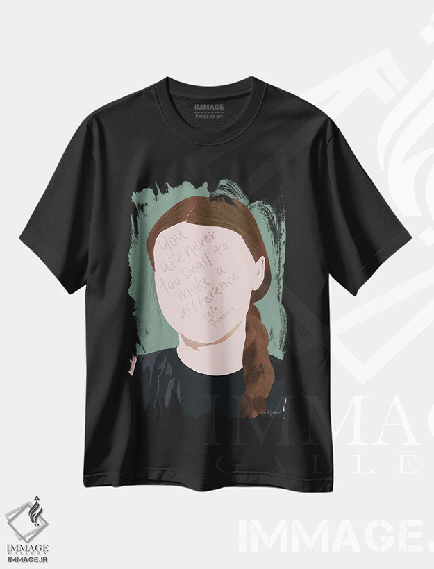 تیشرت طرح دار گرتا تونبرگ، هنر دیجیتال اثر بک آکارد | فروشگاه ایماژ