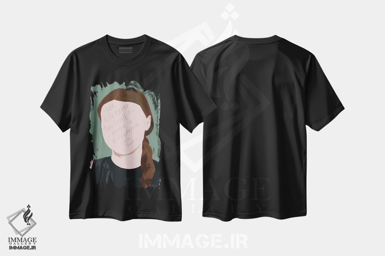 تیشرت طرح دار گرتا تونبرگ، هنر دیجیتال اثر بک آکارد | فروشگاه ایماژ