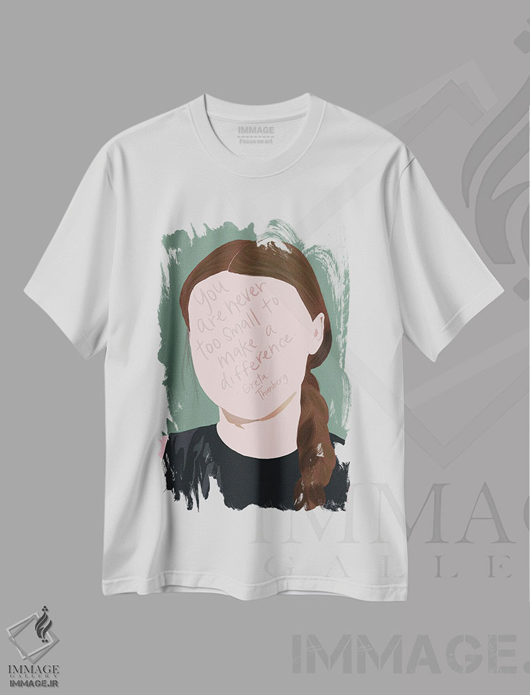 تیشرت طرح دار گرتا تونبرگ، هنر دیجیتال اثر بک آکارد | immage.ir