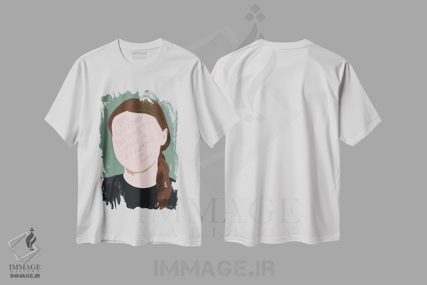 تیشرت طرح دار گرتا تونبرگ، هنر دیجیتال اثر بک آکارد | immage.ir