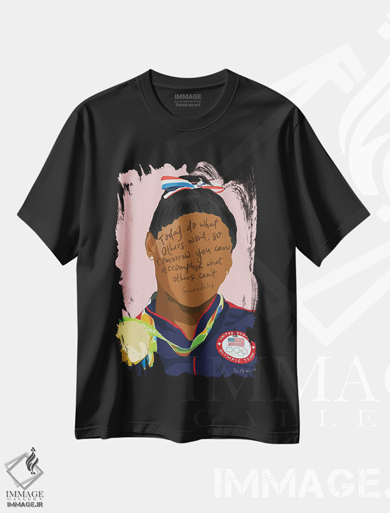 تیشرت طرح دار سیمون بایلز، هنر آمریکایی آفریقایی تبار اثر بک آکارد | فروشگاه ایماژ
