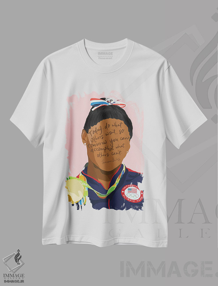 تیشرت طرح دار سیمون بایلز، هنر آمریکایی آفریقایی تبار اثر بک آکارد | immage.ir
