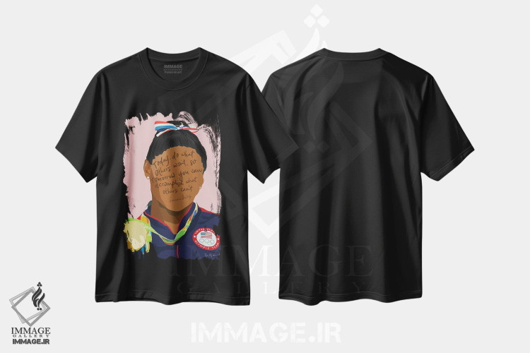 تیشرت طرح دار سیمون بایلز، هنر آمریکایی آفریقایی تبار اثر بک آکارد | فروشگاه ایماژ