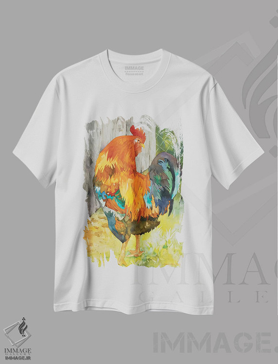 تیشرت طرح دار قفس خروس، دکور روستایی اثر آنلاین بوکنکمپ | فروشگاه ایماژ