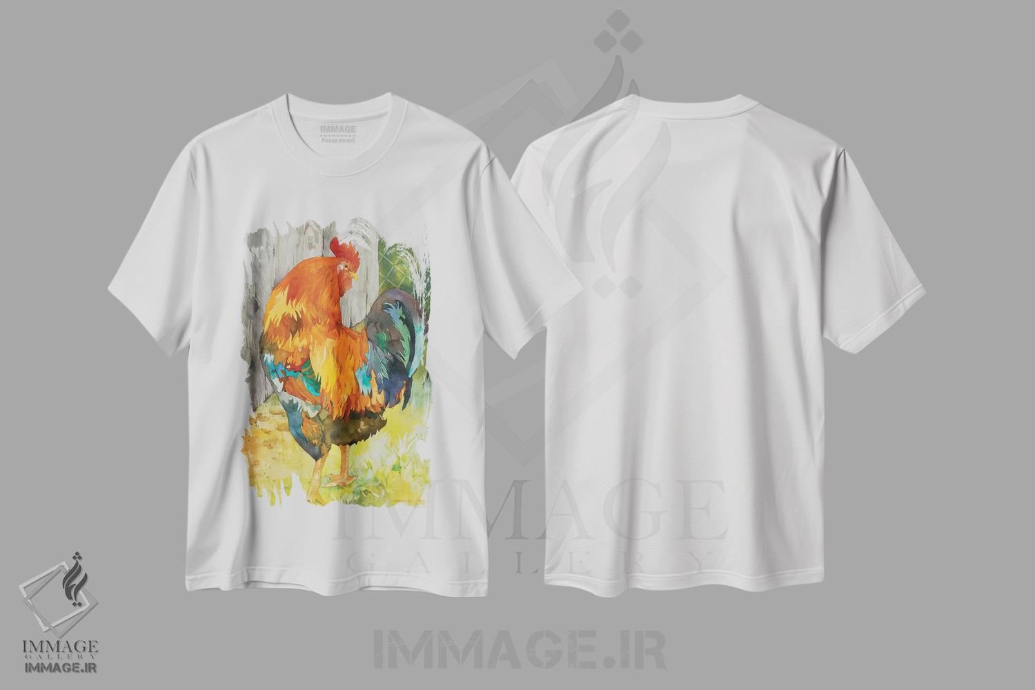 تیشرت طرح دار قفس خروس، دکور روستایی اثر آنلاین بوکنکمپ | فروشگاه ایماژ